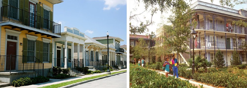 
Les gens heureux déguisés en Cosby Show? Disney World.
Les rues désertes? NOLA.
